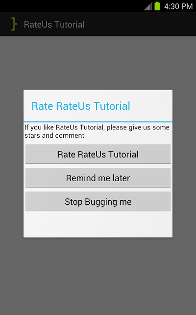 Captura de pantalla del tutorial RateUs