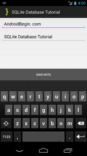 SQLite Database Tutorial Main XML