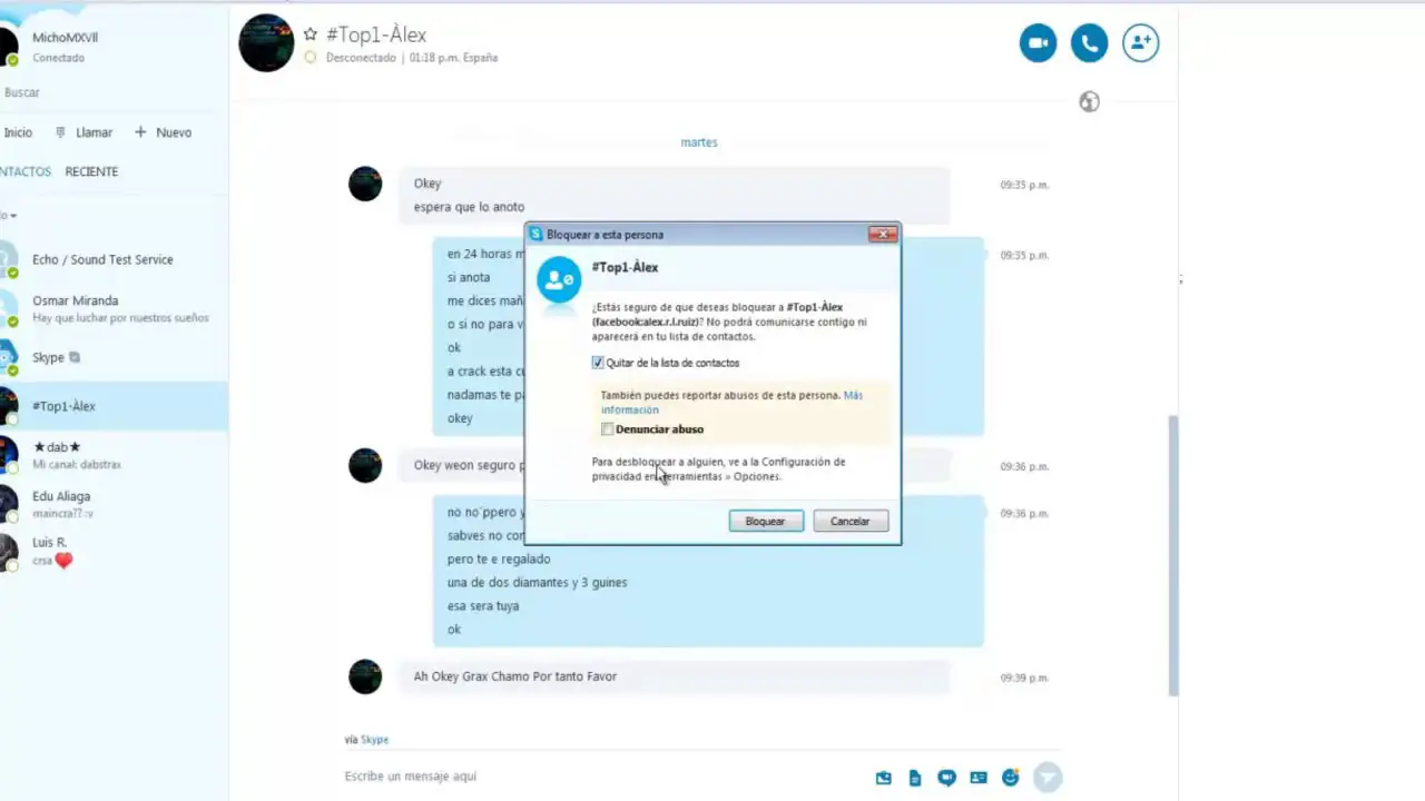 Cómo bloquear a alguien en Skype