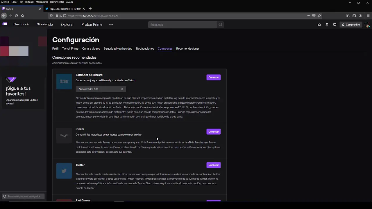 Cómo saber si Twitch está vinculado con Steam